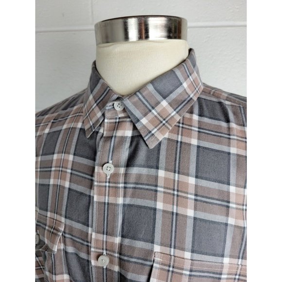 UNTUCKit Mens Belleruche Gray‎ Brown Plaid Cotton Button Front Shirt XXL - Picture 6 of 9